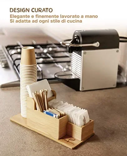 FMC SOLUTION Porta Accessori da caffè e Tea in bambù per 100% Natural Bambù Sconti - immagine 3