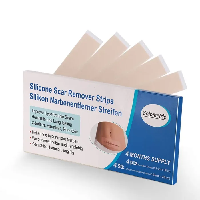 Fogli cicatriziali in silicone, ustione da acne, cesareo, chirurgia, cheloide, trattamento di cicatrici vecchie e nuove, strisce di tessuto adesivo morbido, 3,5 x 15 cm, 4 fogli riutilizzabili