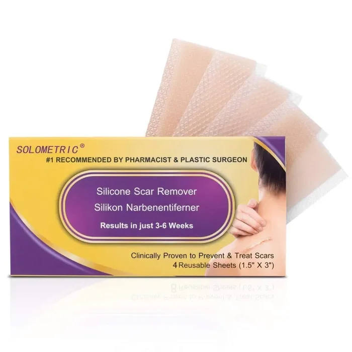 Fogli cicatriziali in silicone, ustione da acne, cesareo, chirurgia, cheloide, trattamento di cicatrici vecchie e nuove, strisce di tessuto adesivo morbido, 3,5 x7,5 cm, 4 fogli riutilizzabili