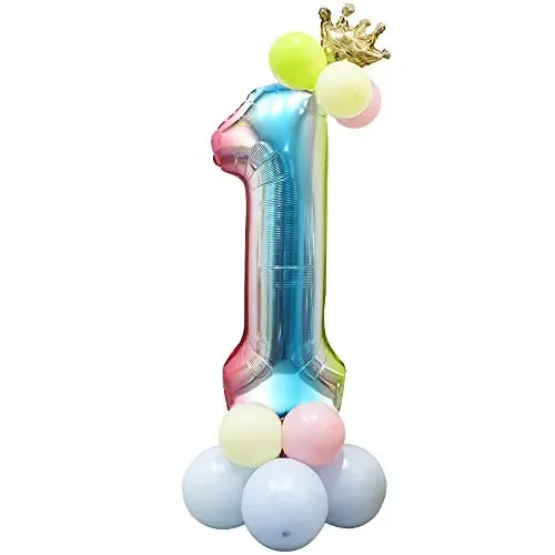 Foil Palloncini Numeri Arcobaleno 25 Pezzi, Numero Gigante 40 1