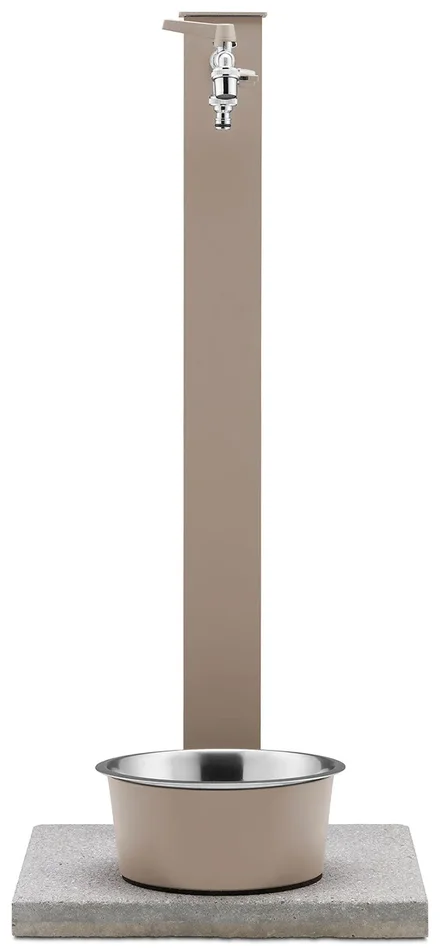 Fontana a Colonna Rubinetto Doppio in Ottone con Base e Vaschetta Abbeveratoio Belfer 42/REX-R Tortora - immagine 2