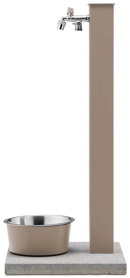 Fontana a Colonna Rubinetto Doppio in Ottone con Base e Vaschetta Abbeveratoio Belfer 42/REX-R Tortora - immagine 3
