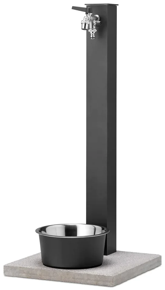 Fontana a Colonna Rubinetto Doppio in Ottone con Base e Vaschetta Abbeveratoio Belfer 42/REX-R Antracite