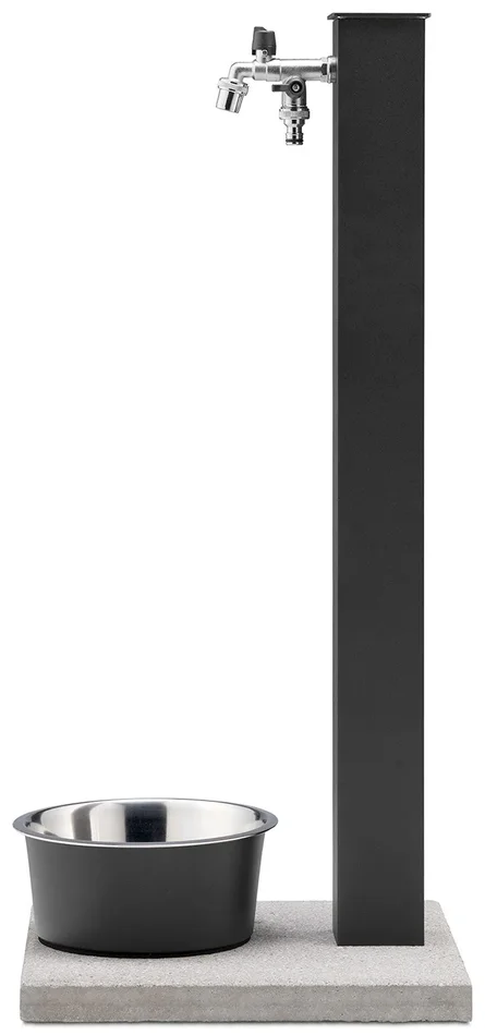 Fontana a Colonna Rubinetto Doppio in Ottone con Base e Vaschetta Abbeveratoio Belfer 42/REX-R Antracite - immagine 3