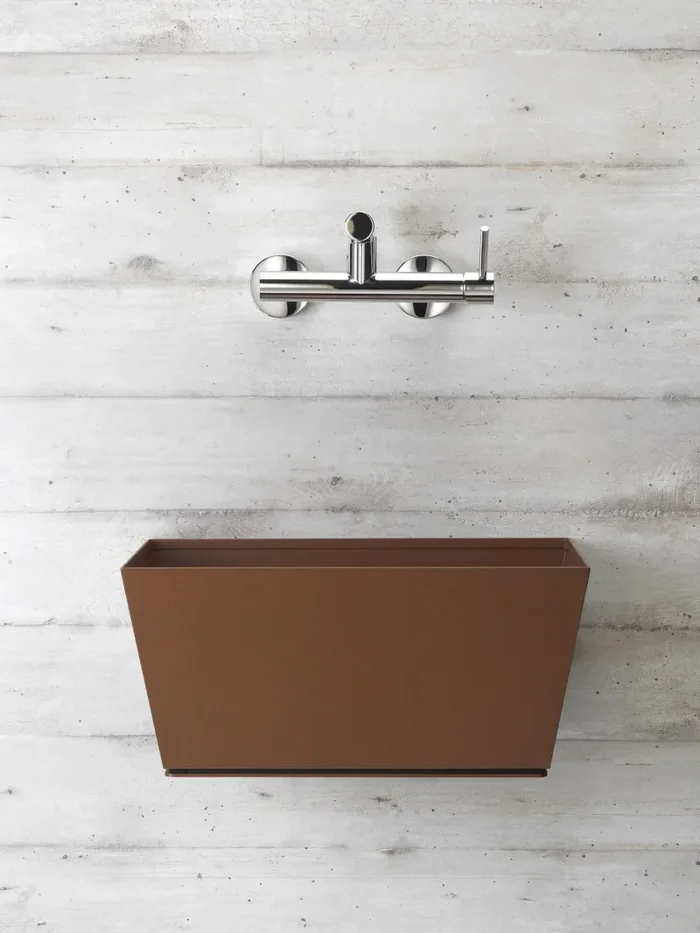 Fontana a Parete da Giardino con Miscelatore e Vasca Belfer 42/PRQM Ruggine - immagine 2