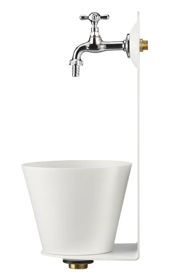 Fontana a Parete da Giardino con Rubinetto Belfer 42/PR Bianca - immagine 2