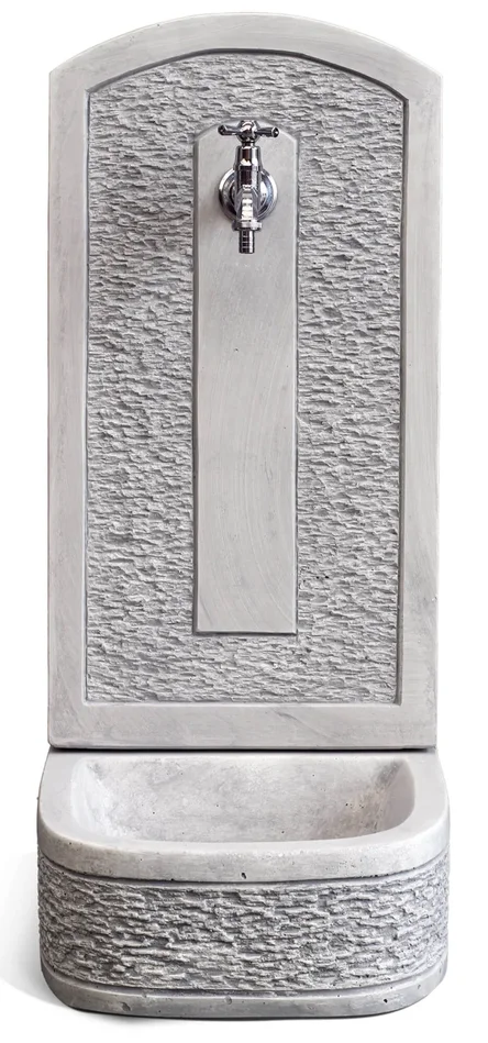 Fontana a Parete da Giardino Senza Rubinetto in Cemento Granulato di Marmo Agri Grigio Vendita calda online