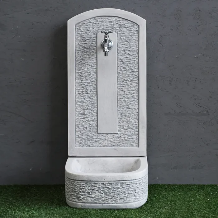 Fontana a Parete da Giardino Senza Rubinetto in Cemento Granulato di Marmo Agri Grigio Vendita calda online - immagine 2