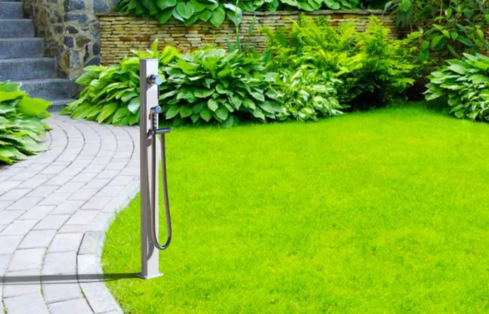 Fontana da Esterno con Miscelatore e Doccetta Quick Bianco Lucido Online ora - immagine 2