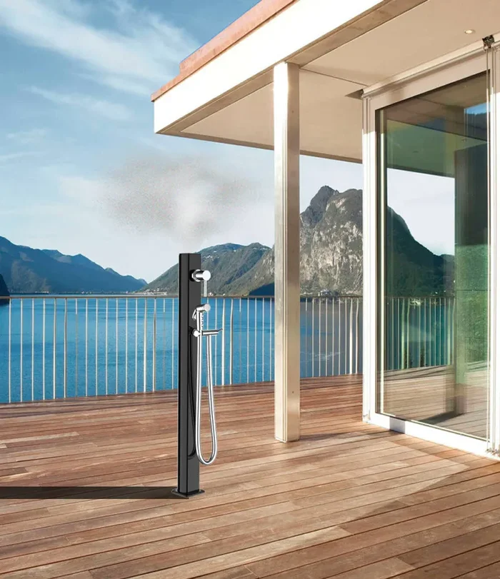 Fontana da Esterno con Nebulizzatore Miscelatore e Doccetta Mobile Quick Alluminio Satinato - immagine 3