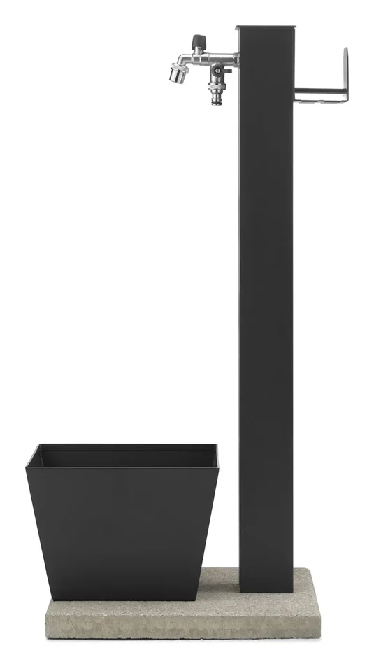 Fontana da Giardino con Rubinetto Base Vaschetta e Portagomma Belfer 42/QRRV Antracite - immagine 3