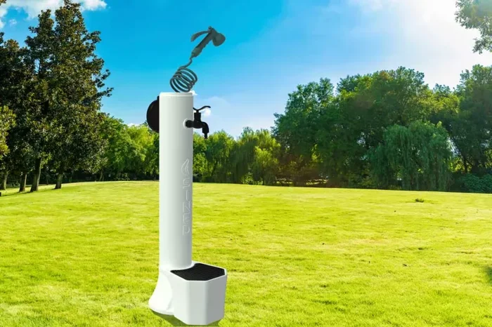 Fontana da Giardino con Rubinetto Secchiello e Tubo Flessibile a Scomparsa Sined Tritone Pro Bianco - immagine 2