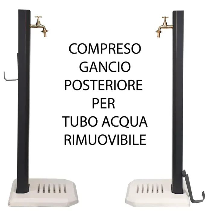 Fontana da Giardino Design a Colonna Ovale Rubinetto in Ottone con Base in Cemento Verde - immagine 3