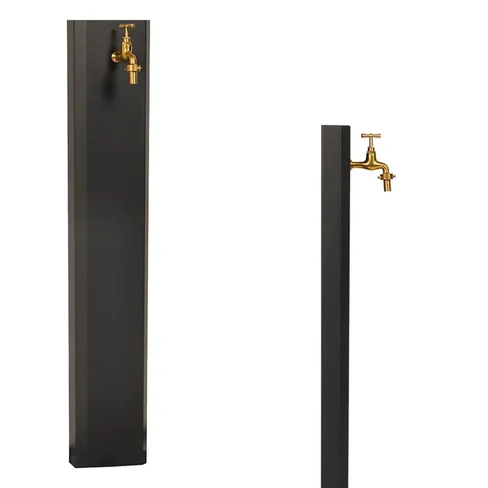 Fontana da Giardino Design a Colonna Ovale Rubinetto in Ottone Senza Base Antracite - immagine 2