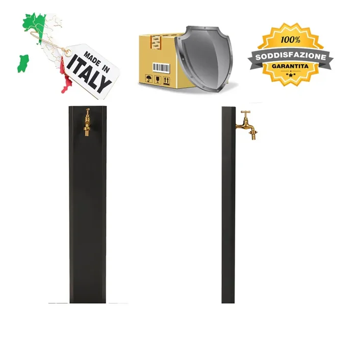 Fontana da Giardino Design a Colonna Ovale Rubinetto in Ottone Senza Base Antracite - immagine 3