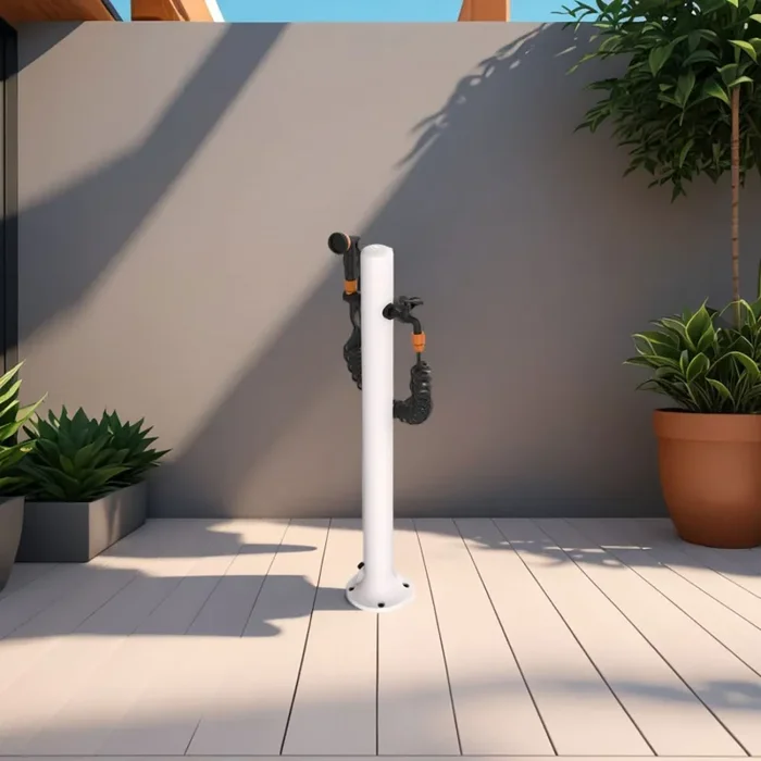 Fontana da Giardino in Alluminio Tubo 7,5 m e Pistola a Spruzzo con 8 Getti Sined Alu Bianco