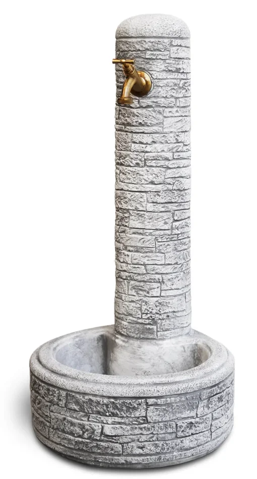 Fontana da Giardino Senza Rubinetto in Cemento Granulato di Marmo Brumano Grigio Fornitura