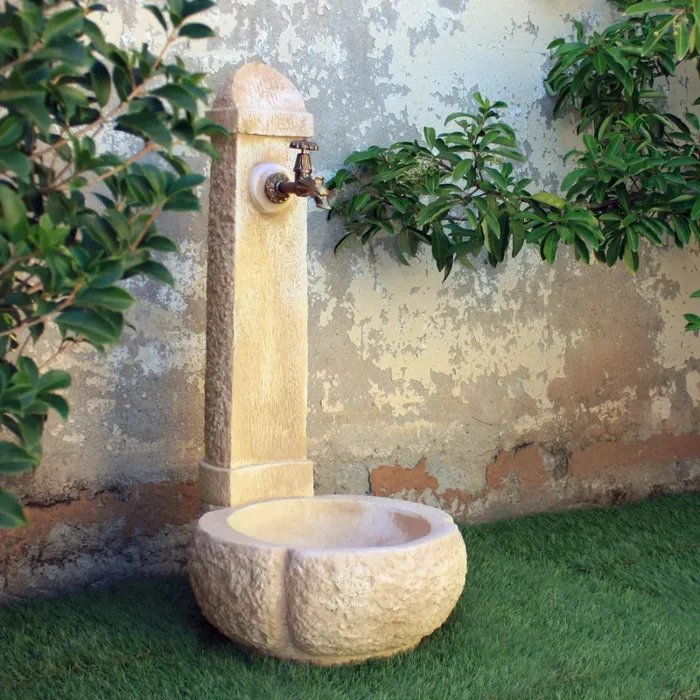 Fontana da Giardino Senza Rubinetto in Cemento Granulato di Marmo Catania Nocciola Vendita calda online - immagine 2