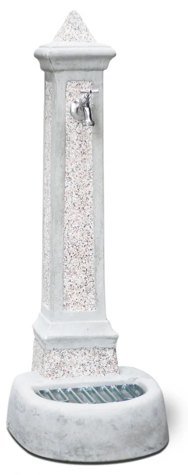 Fontana da Giardino Senza Rubinetto in Cemento Granulato di Marmo Pisa Bianco Rosso e Nero