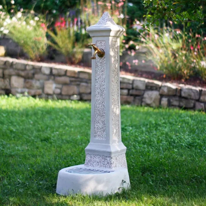 Fontana da Giardino Senza Rubinetto in Cemento Granulato di Marmo Pisa Bianco Rosso e Nero - immagine 3