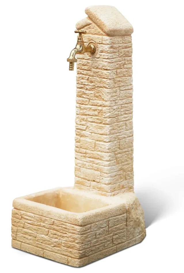 Fontana da Giardino Senza Rubinetto in Cemento Granulato di Marmo Zambla Nocciola Online