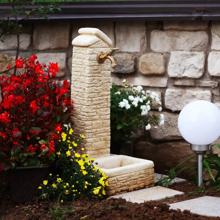 Fontana da Giardino Senza Rubinetto in Cemento Granulato di Marmo Zambla Nocciola Online - immagine 3
