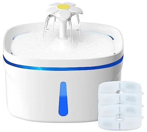 Fontana per Gatti,Fontanella per Gatti da Interno Ultra Silenziosa da 2,5 Litri con Luce LED Filtro a Carbone Attivo Ciotola per Acqua per Fontana per Gatti per Più Animali Domestici