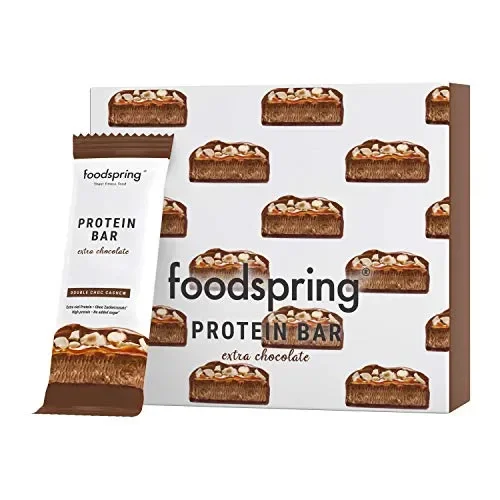 foodspring Barretta Proteica Extra Cioccolato, Doppio Cioccolato e Anacardi,… In saldo