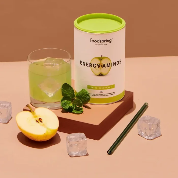 foodspring Pre Workout Amino, Gusto mela verde, Carica energetica senza aromi artificiali, Aminoacidi BCAA vegetali, 400g - immagine 3