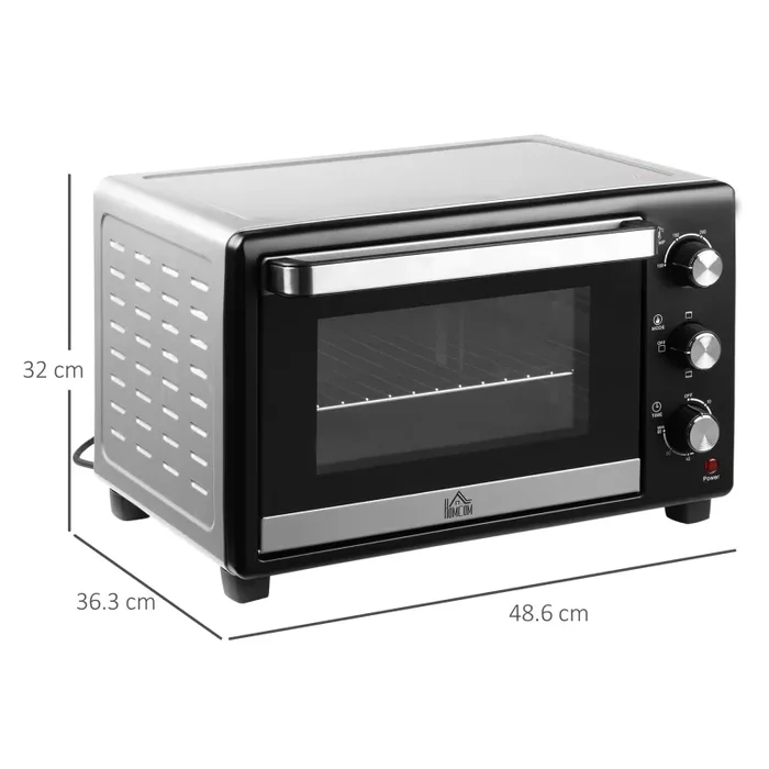 Fornetto Elettrico 28 Litri con Griglia e Teglia Argento e Nero - immagine 3
