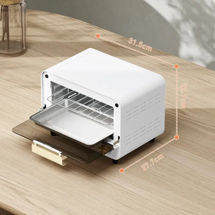 Forno Elettrico 12L Timer e Temperatura Regolabile 31,5×27,7×22,7 cm Bianco e Oro - immagine 3