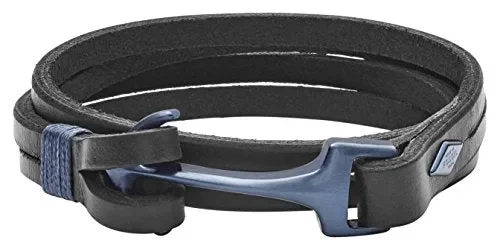 Fossil Bracciale da Uomo in Pelle/Acciaio Inossidabile