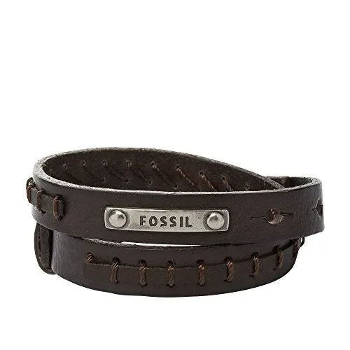 Fossil Bracciale da Uomo in Pelle/Ottone