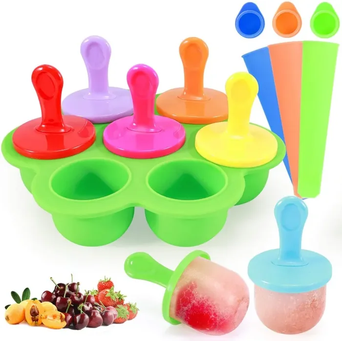 Fostoy Stampi per Gelato,Mini Stampo in Silicone per Ghiaccioli,Riutilizzabili Produttori di Ghiaccioli per la Preparazione di Ghiaccioli, Gelati, Sorbetti,Contenitore per Alimenti per Bambini