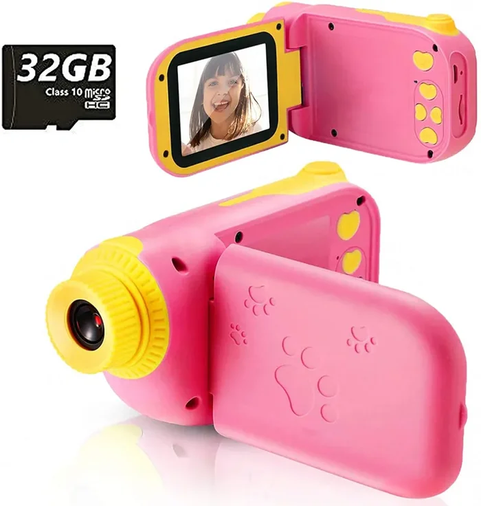 Fotocamera per Bambini Giocattolo Videocamera Digitale per Bambini Giocattolo per Bambini Schermo HD da 2.4 pollici 1080P con 32 GB TF Card Giocattoli da Regalo da 3 a 12 anni Ragazzi e Ragazze (rosa)