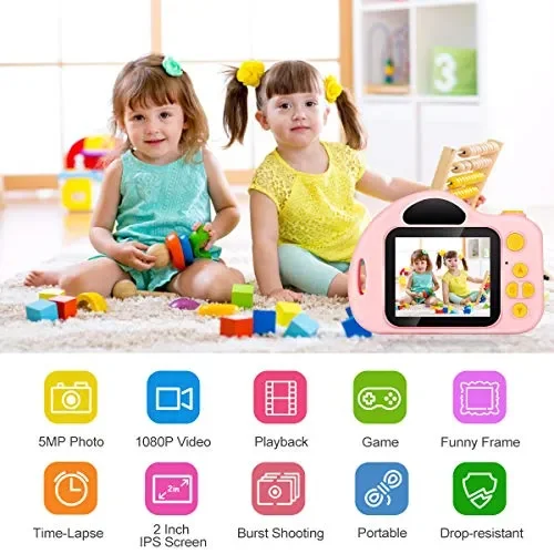 Fotocamera per Bambini Giocattolo Videocamera Digitale Rosa - immagine 2