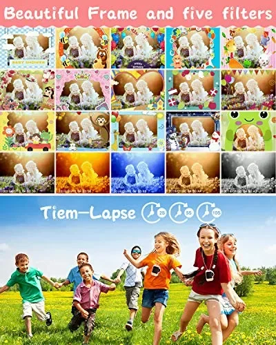 Fotocamera per Bambini Giocattolo Videocamera Digitale Rosa - immagine 3