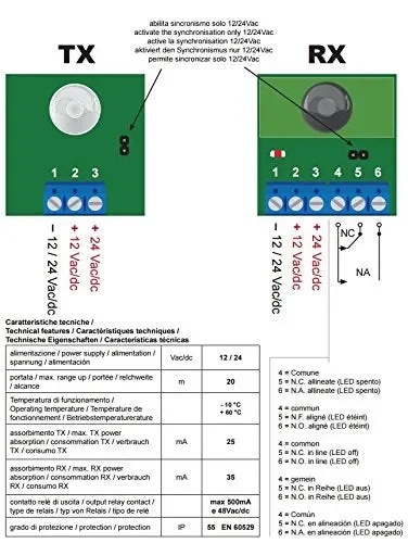 Fotocellule da incasso, diametro 60 mm, sincronizzata. Protezione contro… - immagine 2