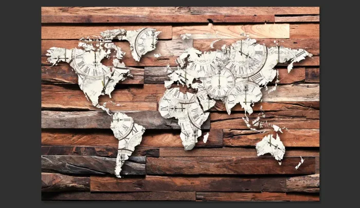 Fotomurale – Map On Wood Carta Da Parato Erroi - immagine 2