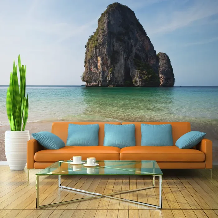 Fotomurale – Rock Formation By Shoreline, Andaman Sea, Thailand Carta Da Parato Erroi