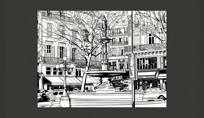 Fotomurale – Sketch Of Parisian Fountain Carta Da Parato Erroi - immagine 2