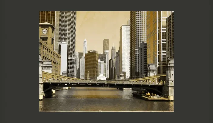 Fotomurale – Un Ponte Di Chicago Effetto Vintage Carta Da Parato Erroi - immagine 2
