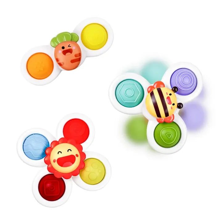 Fousenuk 3 Pezzi Spinner Bambini, Gioco Giochi Seggiolone Ventosa, Ventosa Spinner Giocattoli, Giocattolo per Ventosa, Ventose Girevoli Giocattoli per Bambini,Giocattoli Sensoriali per Bambini
