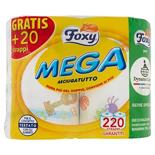 Foxy Mega, Asciugatutto, 220 Strappi – 2 Pezzi