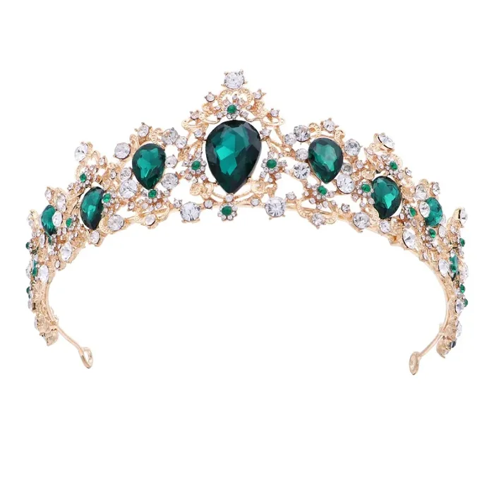 Frcolor Tiara Corona Donna Strass Ast Queen Crowns Matrimonio Tiaras corona fascia (verde)