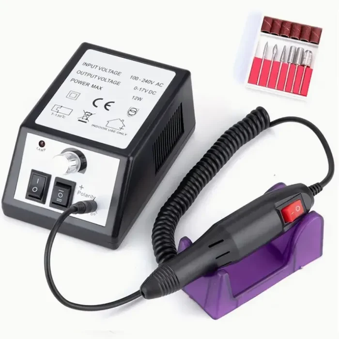 Fresa Elettrica per Unghie Lima Silenziosa Manicure Pedicure 6 Punte Accessori - immagine 3