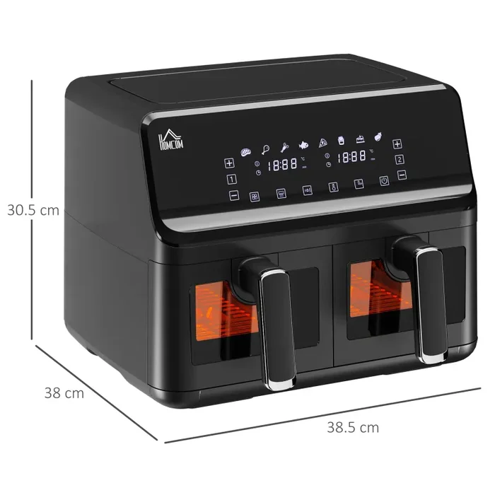 Friggitrice ad Aria 2 Cestelli Indipendenti 4 L Schermo LED Touch Nero - immagine 3