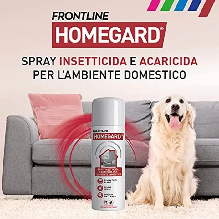 Frontline Homegard Spray Insetticida, Antipulci per Ambienti ad Azione Rapida, Protegge Mobili e Tessili di Casa, Elimina Pulci, Zecche, Uova e Larve fino a 6 mesi, Formato 250 ml - immagine 2