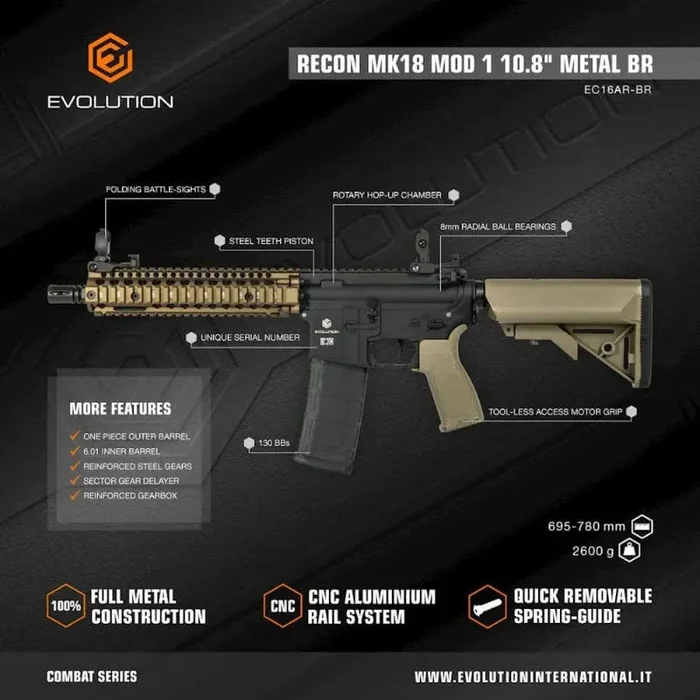 Fucile MK18 MOD1 Tan-Bronze Full Metal – Evolution - immagine 2