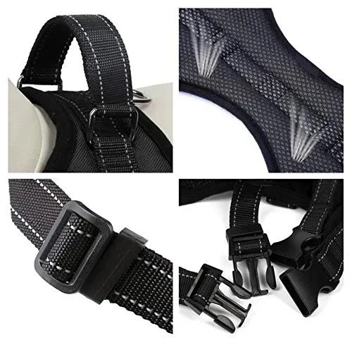 Funkeen, pettorina imbottita per cani senza tirare, regolabile, m, Nero - immagine 3